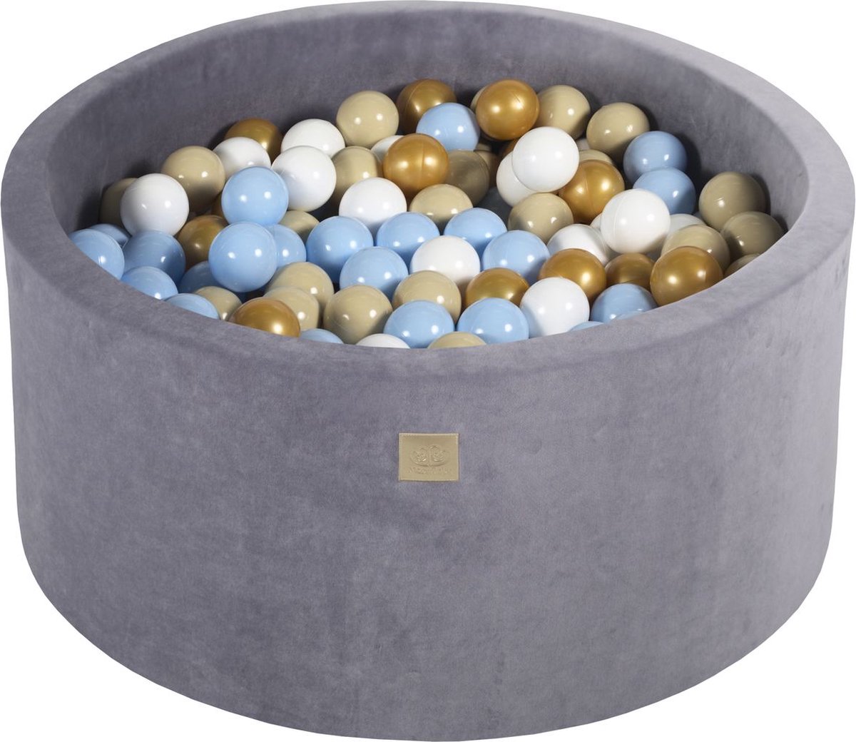 Ballenbak VELVET Steel - 90x40 incl. 300 ballen - Goud, Baby Blauw, Wit, Beige