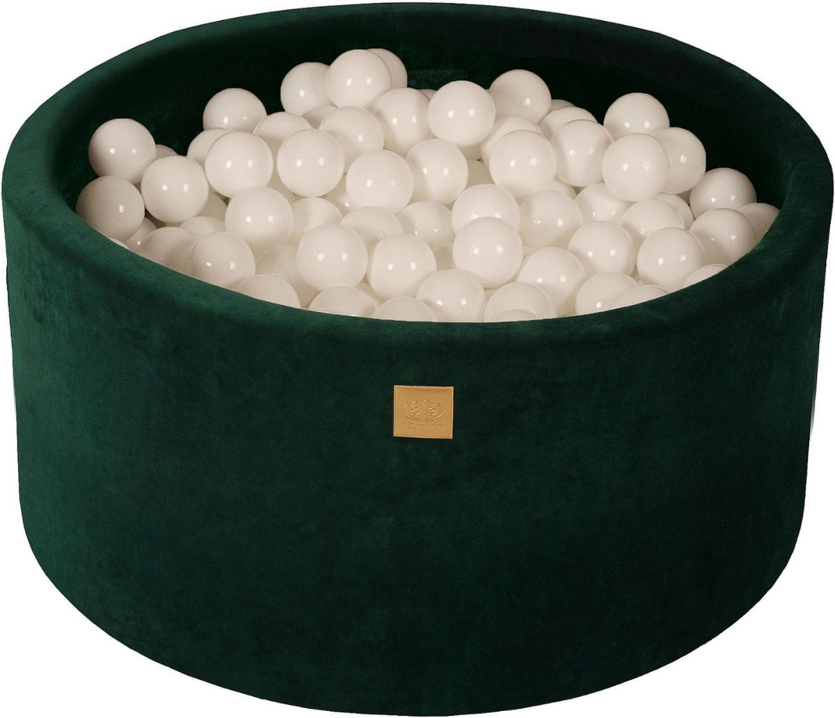 Ballenbak velvet groen met 300 ballen wit