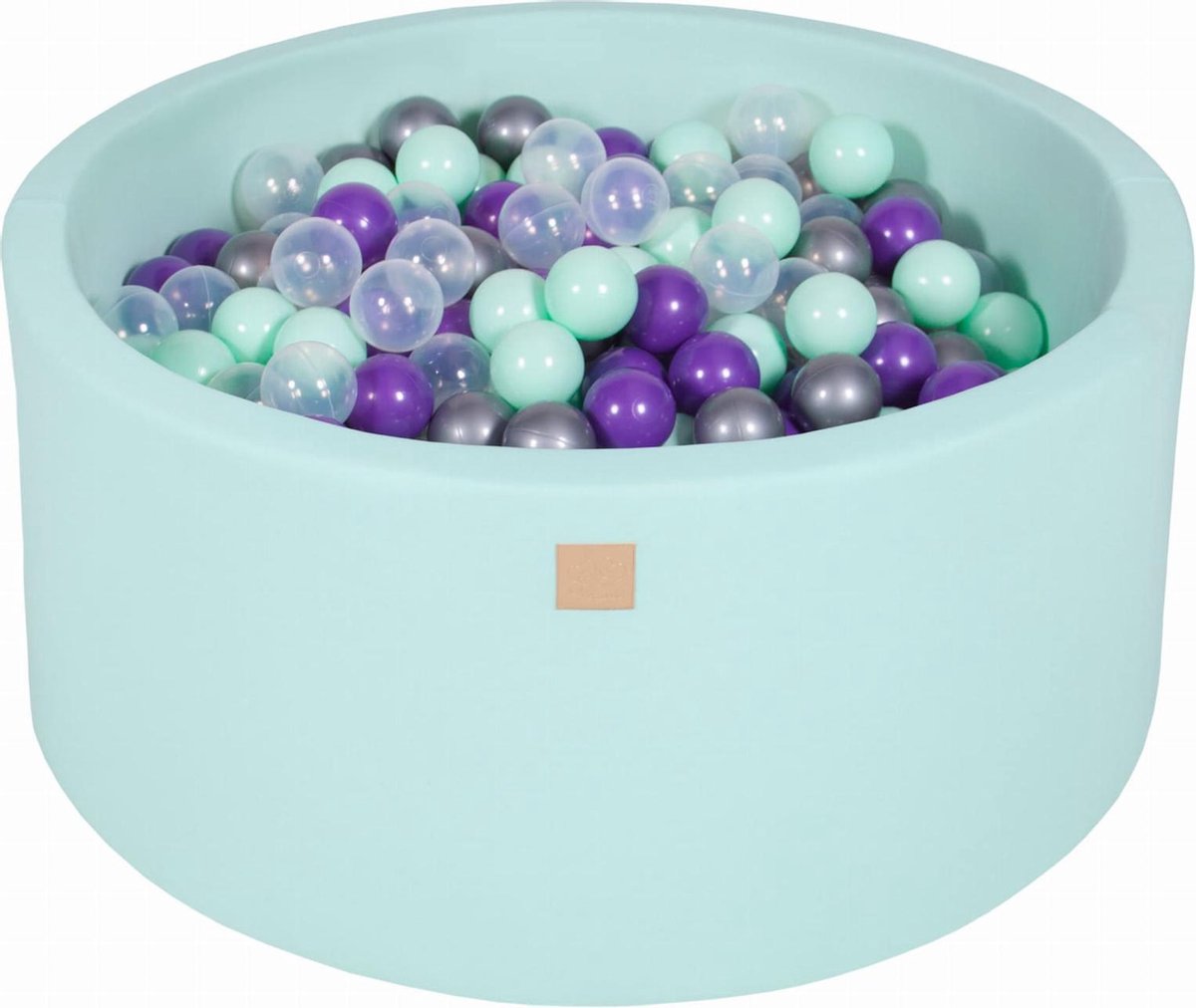 MeowBaby® Ronde Ballenbak set incl 300 ballen 90x40cm - Mint: Mint, Transparant, Zilver, Violet
