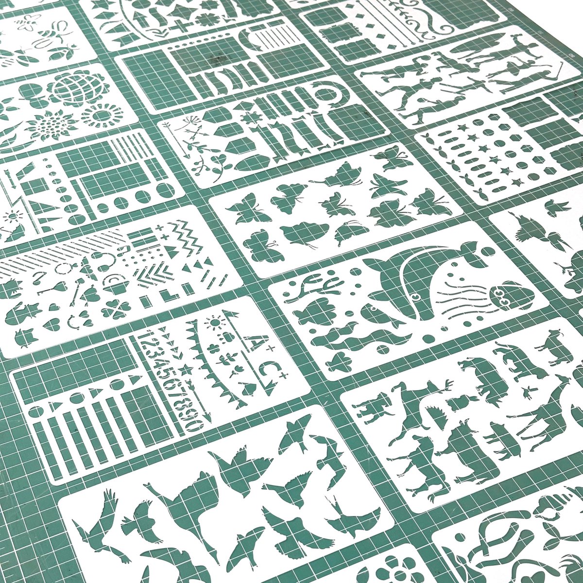 MGM Trading - 24 stuks gemengde dagboeksjablonen - stencils kit - plastic - herbruikbare sjablonen - schildersjablonen - voor doe-het-zelf kaarten knutselen - decoratie