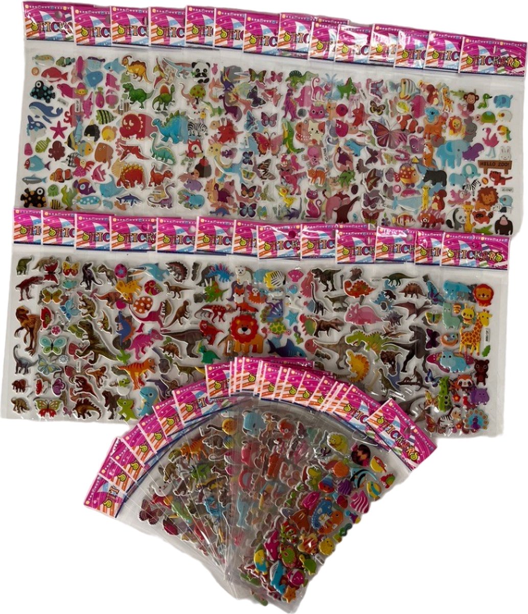 MGM Trading - Dieren Stickers voor Kids 52 Vellen 3D Stickers Pack voor kinderen ouder dan 1100 Stickers voor jongens meisjes en peuters, inclusief dieren vlinder dinosaurus oceaan leven