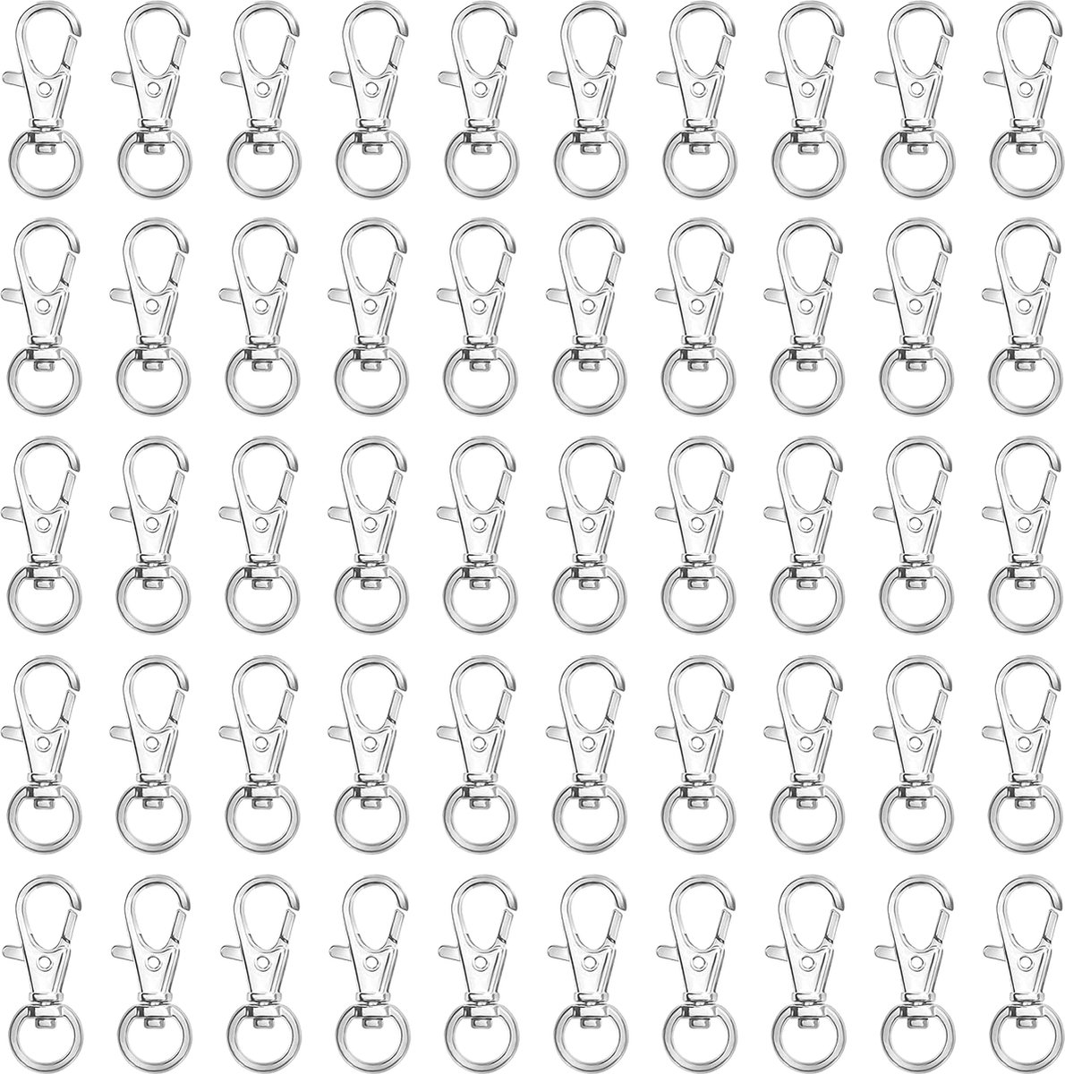 MGM Trading Belle Vous Zilver Metalen Mini Swivel Kreeft Klemmen (50 Pak) – 33 mm in Lengte – Premium Lanyard Klem Haken – Haken voor Ringen, Ritsen, Hobby, Klemmen, Sieraden, Kettingen en Keychains