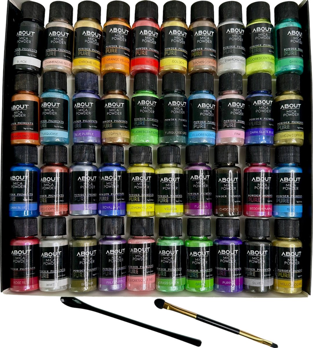   Epoxyhars verf mica poeder - 40 kleuren * 5 g natuurlijk cosmeticapigment, geschikt voor epoxyhars, zeepverf, lipgloss, nagellak, kaarsen maken, badbomb