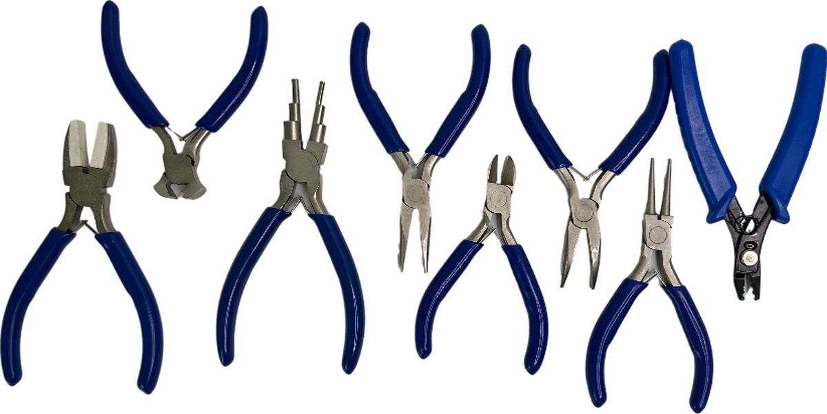 MGM Trading Shynek Sieradentang, 8-delige set voor het maken van sieraden, tangen, gereedschap, micro-sieradentang, set voor het maken van sieraden, accessoires voor het maken van sieraden