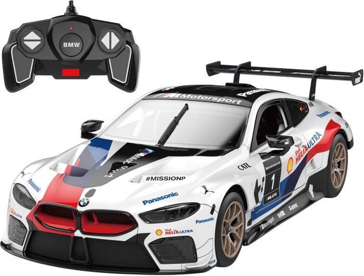 Op afstand bestuurbare auto - TURBO CHALLENGE - BMW M8 GTE - Wit - 1/18 - Eenvoudige montage