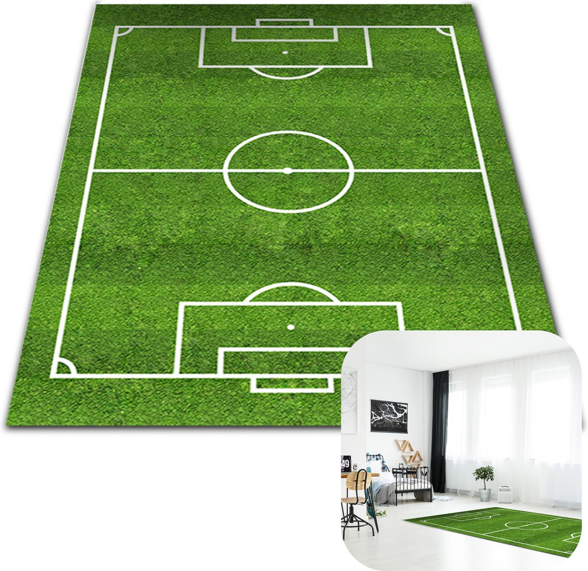 MIRO. Speel Tapijt Voetbal - Kinderen - Speelmat - Vloerkleed - Speelkleed - Kinderkamer - Anti Slip - XL - 120 x 160 CM - Voetbalveld