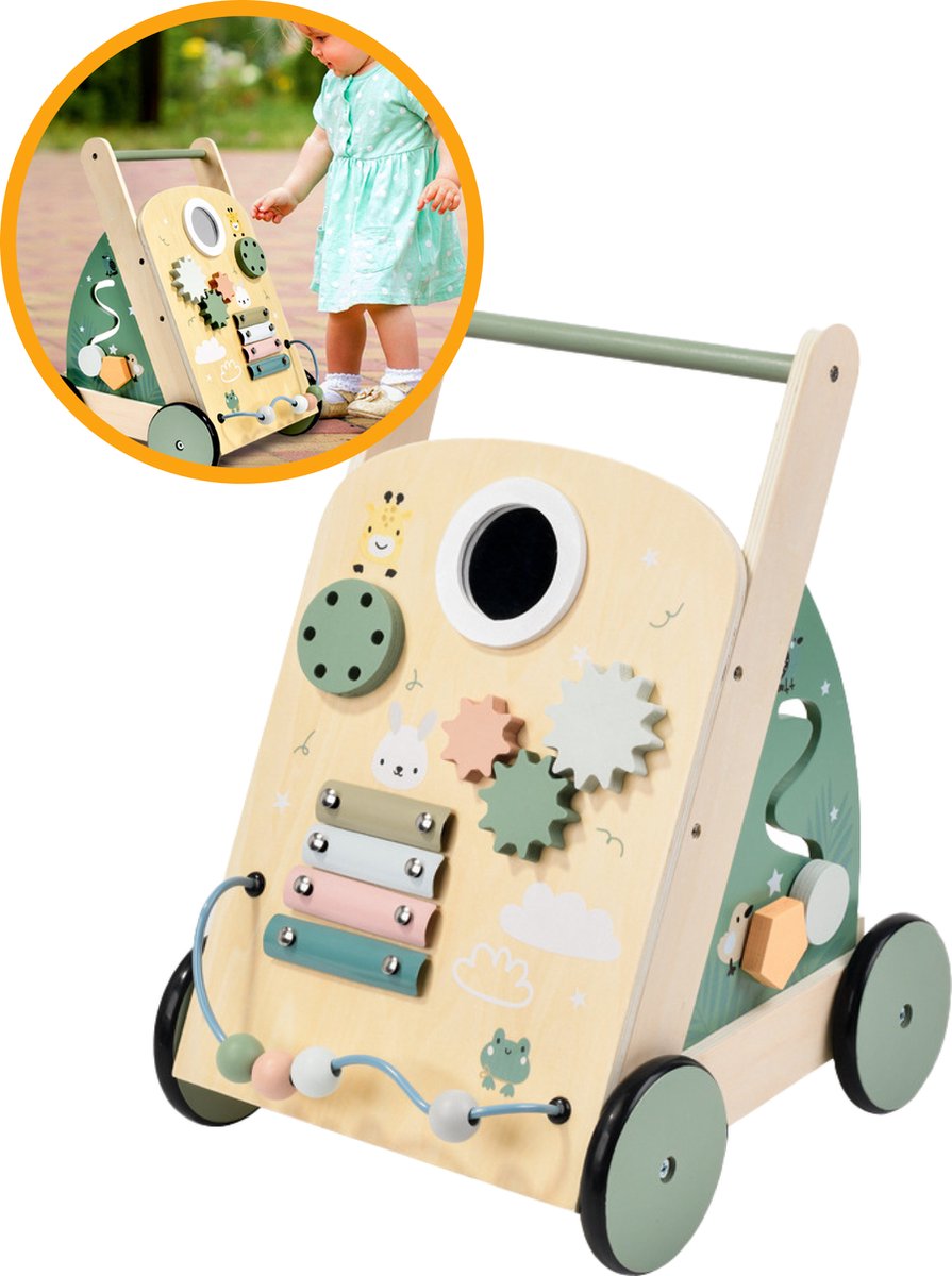 MIRO® Baby walker - Loopwagen Baby Kinderen - Educatief - Houten Speelgoed - Leren Lopen - Speelgoed 0 Tot 3 Jaar - Anti Slip Wieltjes