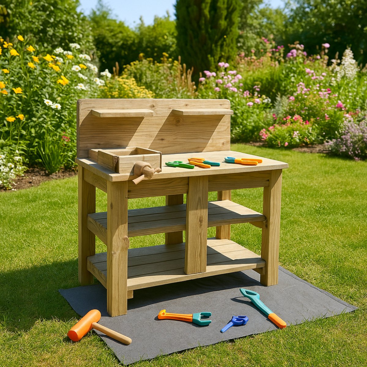 MISOU Kinder Werkbank - Speeltafel - Houten - Werktafel - voor Kinderen - Bouwset