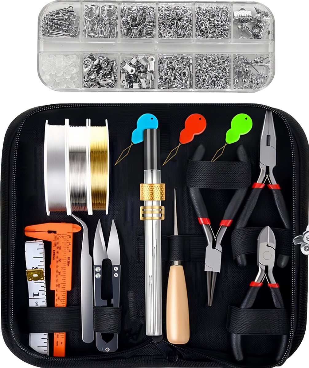 MMOBIEL Sieraden Reparatie Set – Gereedschap Sieraden voor Reparaties en Maken van Oorbellen, Armbanden, Kettingen en meer - 845 Stuks – incl. Sieraden Tangen, Draad en Sieraden Benodigdheden - Zilver