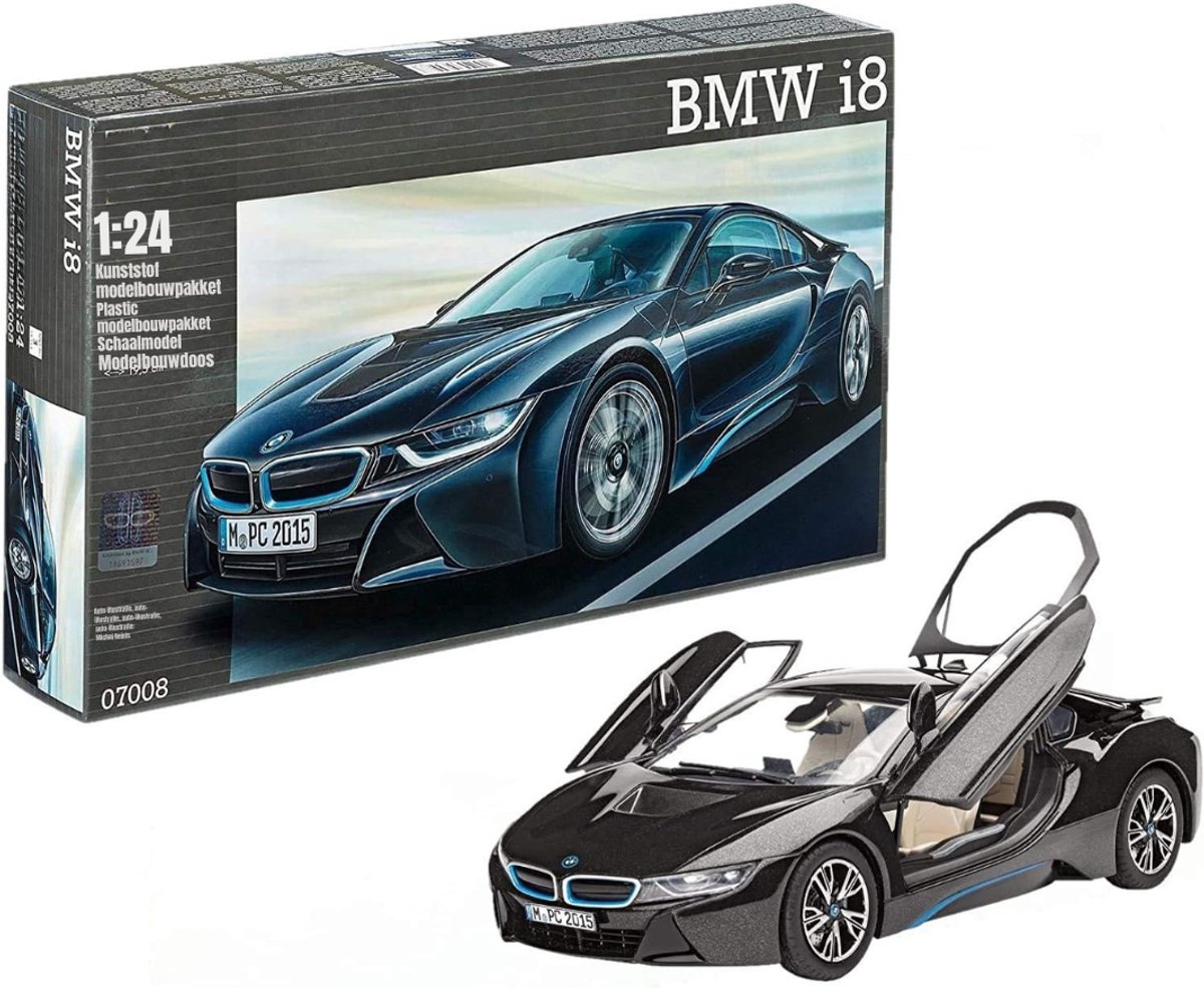 MMP® Modelbouw Auto - Modelbouw Auto Bouwpakket - Modelbouwpakket - BMW i8 Auto 1:24 Schaal - 8x54x195cm - Zwart