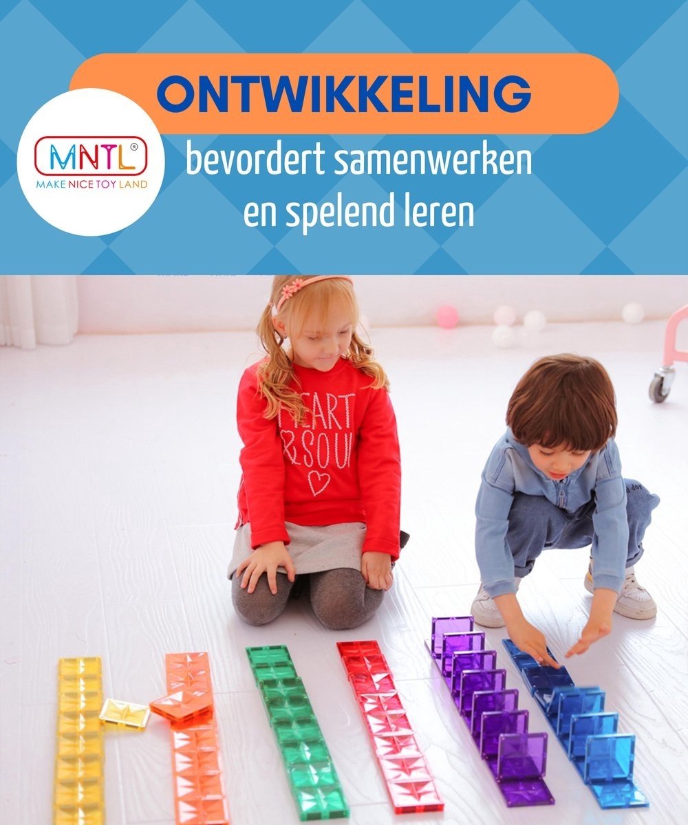 MNTL - Magnetic Tiles - Magnetische Tegels - 72 Stuks - Magnetisch Bouwspeelgoed - Educatief Speelgoed - Magnetische Bouwstenen - Cadeau Kind - Montessori - STEM Speelgoed