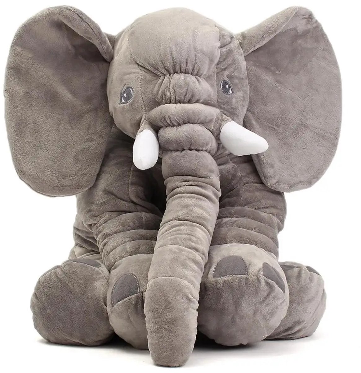 MONOO - Olifant Knuffel XL - Olifant Kussen - Grote Knuffel - Baby Cadeau - Orgineel - Pluche - 60 cm - Grijs