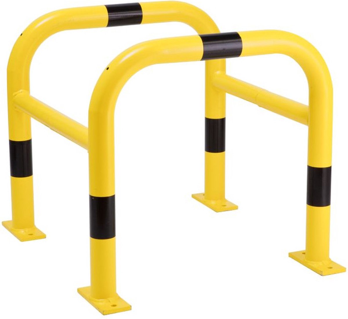 Morion beschermbeugel paal - geel zwart - gecoat 600 x 720 x 720 mm