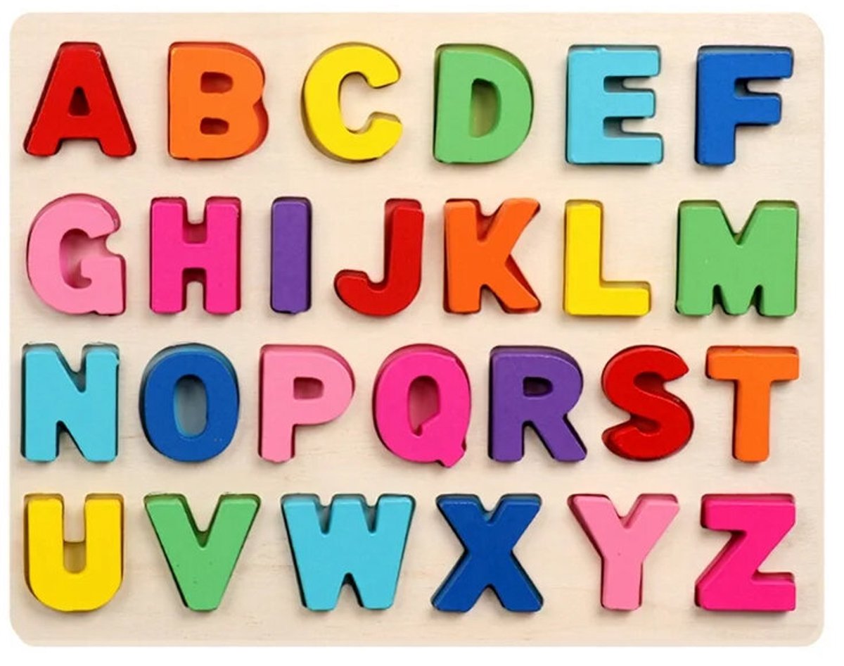 Alfabet inlegpuzzel Hout - ABC Hoofd letters - 30x22.5 CM - houten puzzel bord