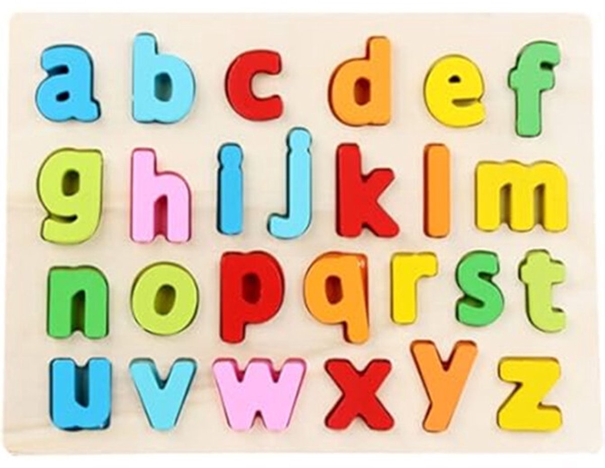 Houten alfabet inlegpuzzel speelgoed - puzzelbord met letters - abc puzzels - 30x22.5 CM