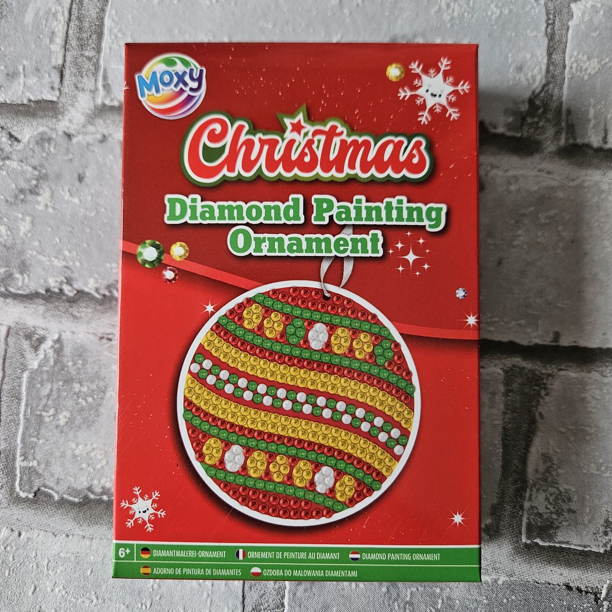 Diamond painting ornament Kerstbal, kerstboom hanger