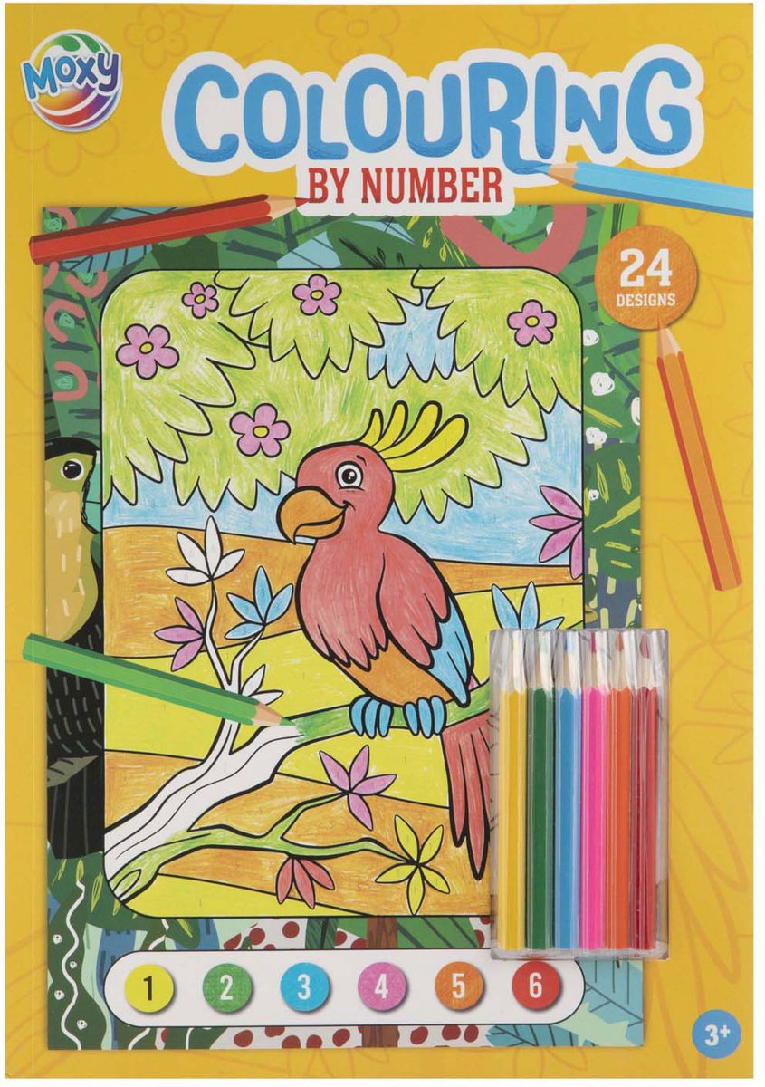 Kleuren op Nummer Boek - A4 - 24 Designs - Inclusief 6 Stiften