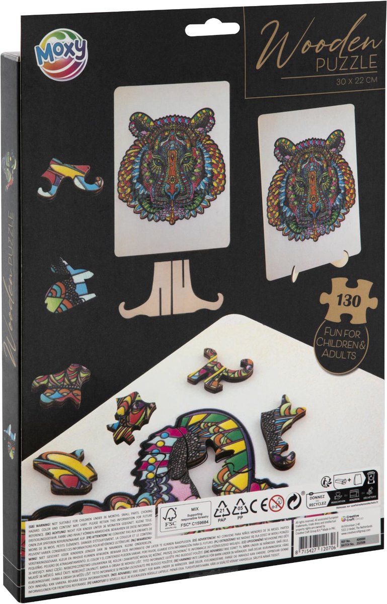 Moxy Houten puzzel Tijger 130 stukjes