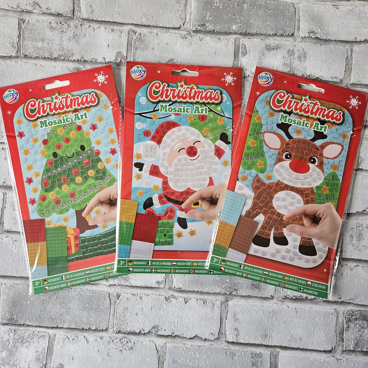 Mozaiek bundel kerst, 3 mozaiek a5 setjes, kerstman, rudolf het rendier, kerstboom