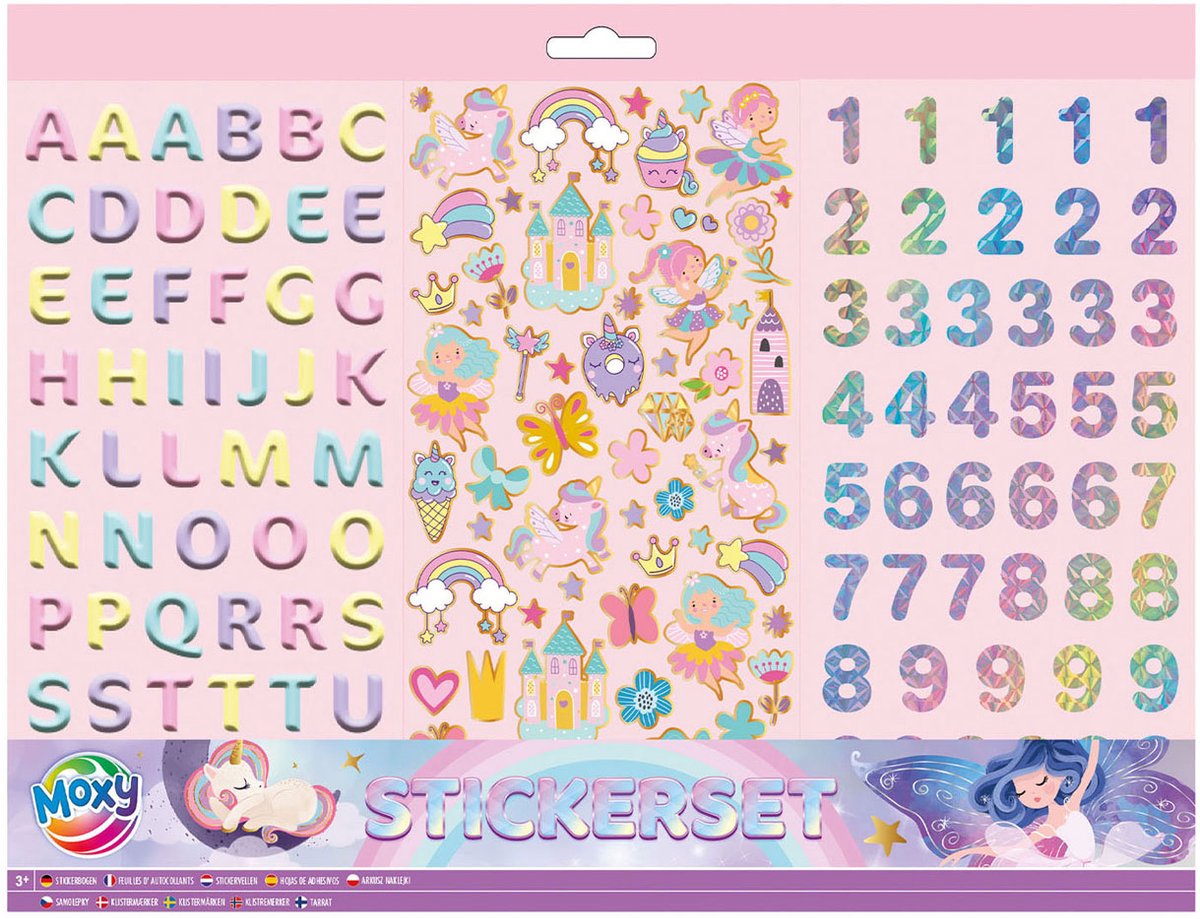 Stickerset voor Kinderen Fairy en Unicorn Thema - Alfabet Stickers - Cijfer Stickers - Meisjes Stickers