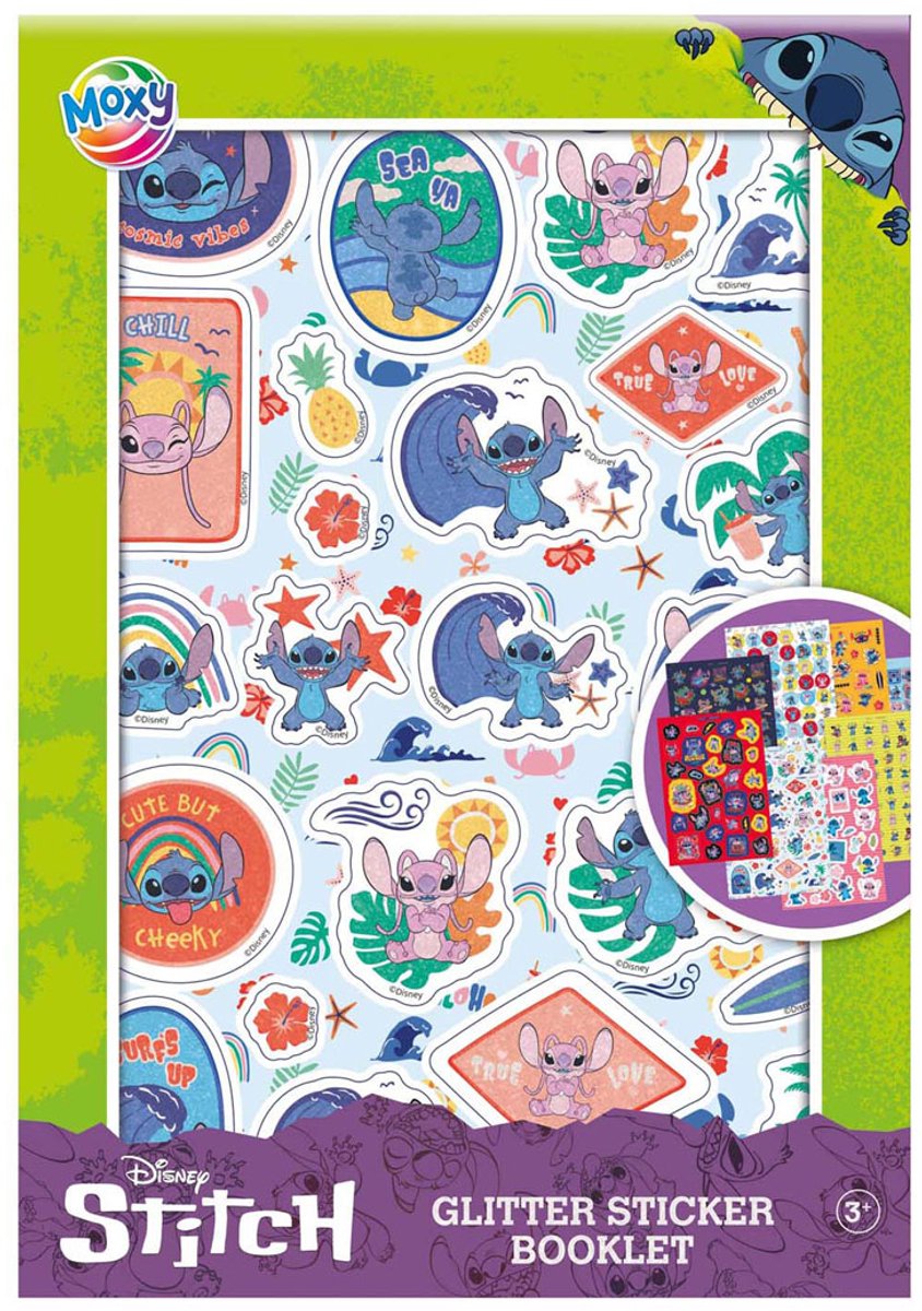 Stitch - Glitterstickerset - A5 - 8 stuks