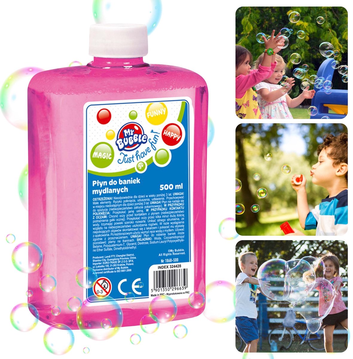 Zeepbellenvloeistof, Zeepbellen, GROTE CAPACITEIT 500 ml RESERVEER MY BUBBLE