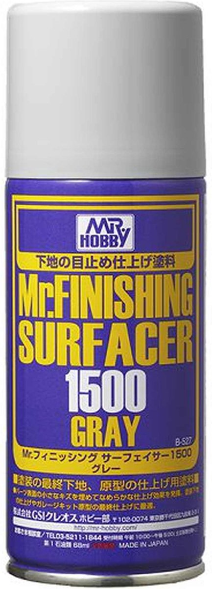 MR.Hobby Hobbyverf - B-527 Surfr Grijs 1500 - Primer Spray - 170ml Verf spuitbus - 170 ml