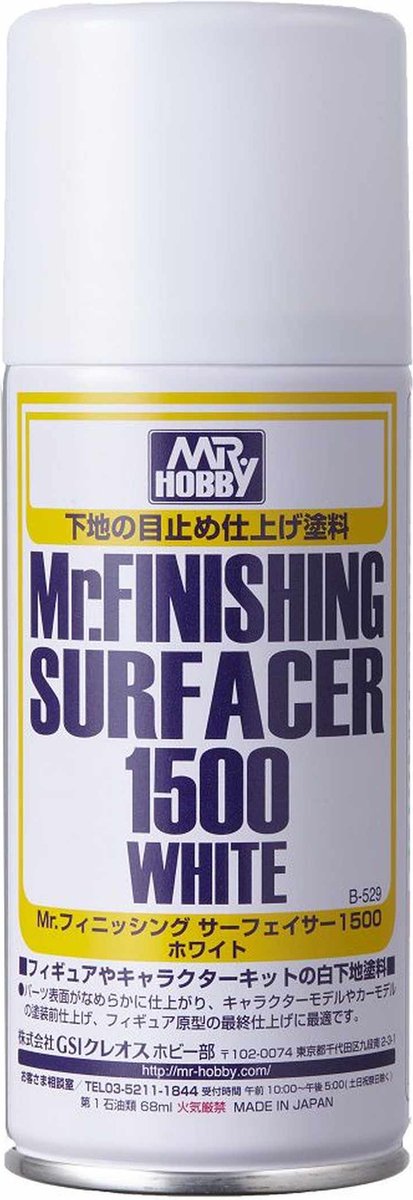 MR.Hobby Hobbyverf - B-529 Surfr Wit 1500 - Primer Spray - 170ml Verf spuitbus - 170 ml