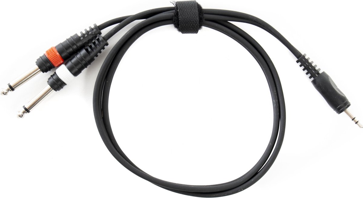 Invoerkabel - MUSIC STORE soundcard kabel jack 1 m 3,5 sym./ 2x6,3 mono - zwart