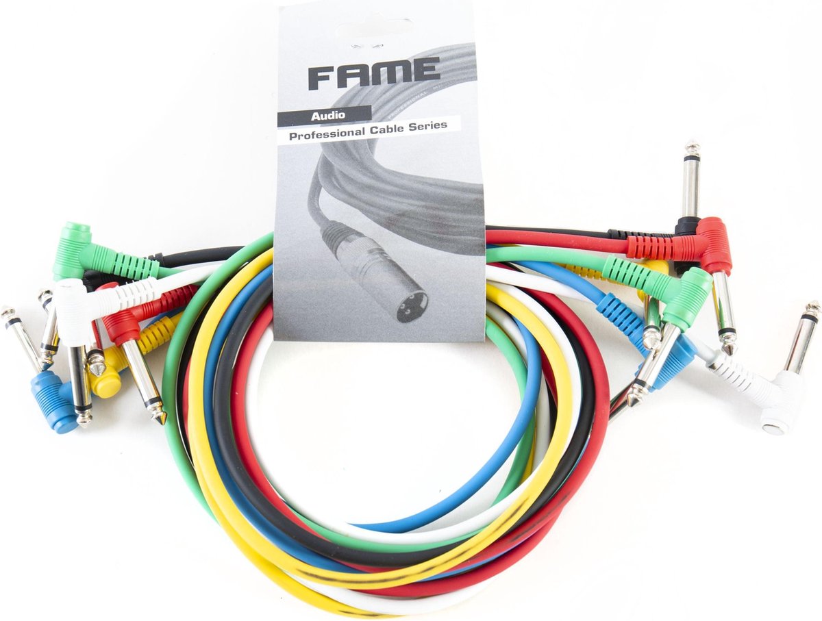   Patchkabel, 1 m, mono, hoek 6er-pakket, kleuren - Mono Patchkabel