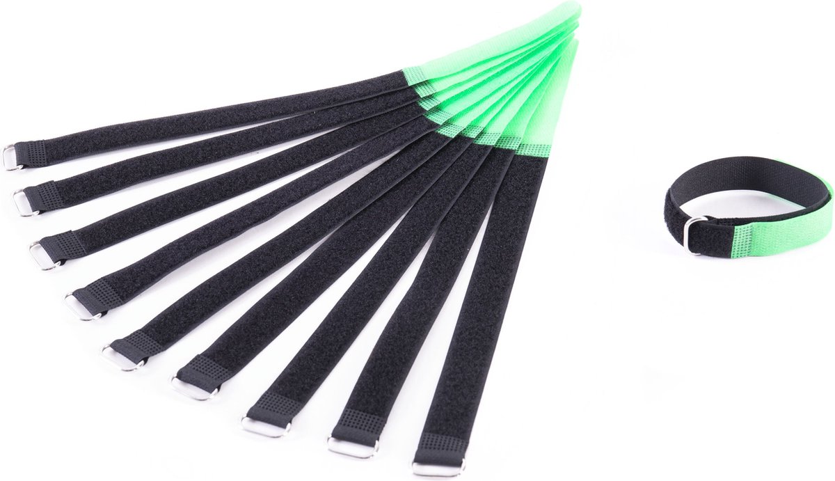 MUSIC STORE kabel klitteband groen 30cm, 10er Set - Kabelbinding