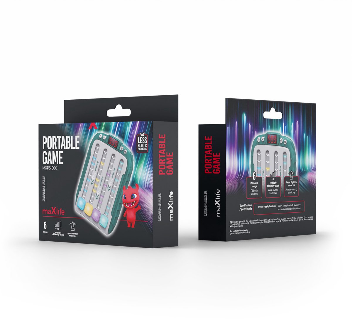 Maxlife MXPS-500 – Muziek Ritme Spel – Draagbare Reflex Game – LED Licht & Geluid – 6 Moeilijkheidsniveaus – Training Reacties & Concentratie – Kinderen 3+ & Volwassenen