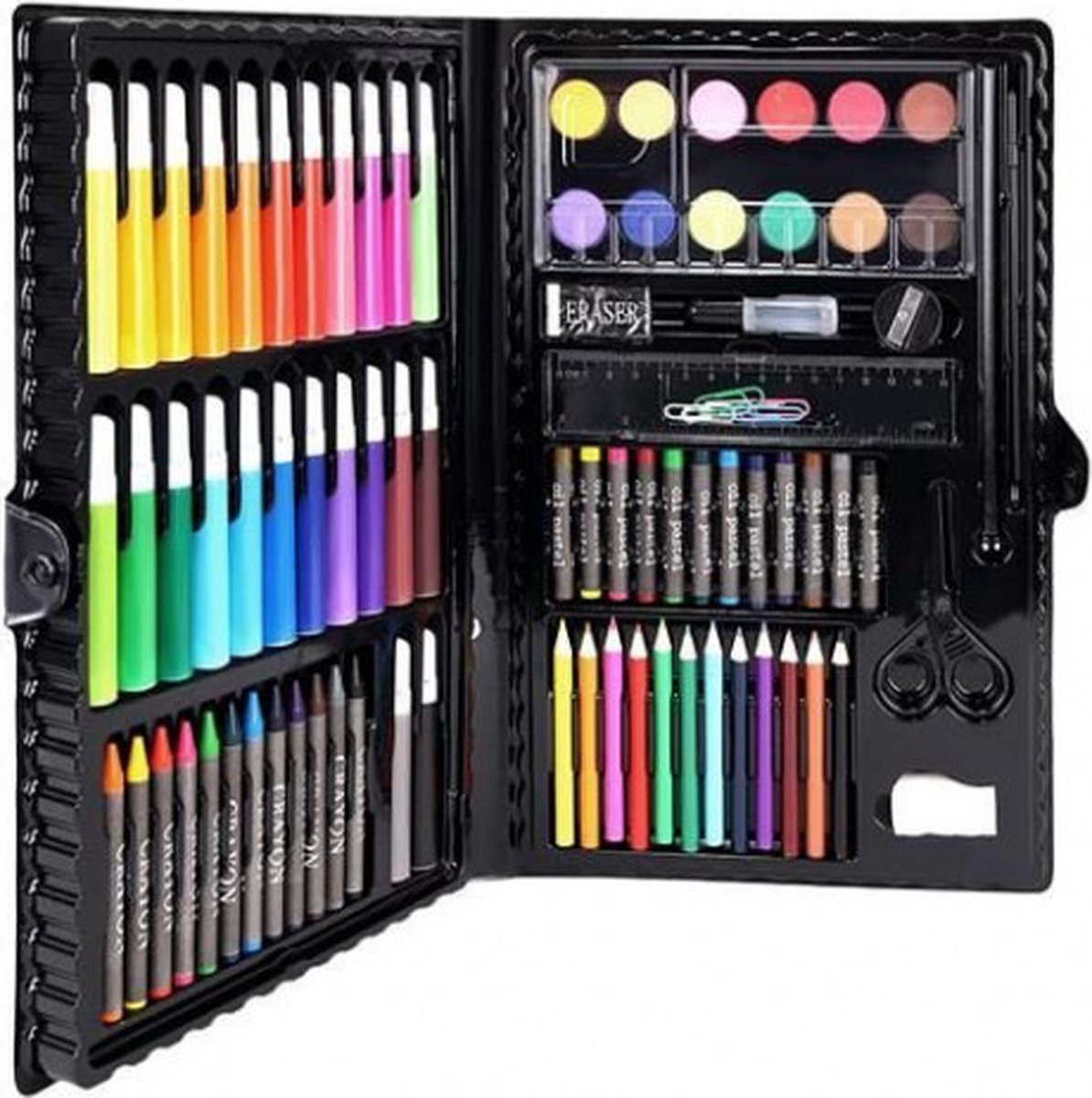 Teken - en Verf Set in koffer voor kinderen, Geweldig cadeau voor kinderen, 86-delig, Knutselen - Stiften - Kleurpotloden - Tekenset - Art set - Creatief - Hobby, Muziekland - Verjaardagscadeautje