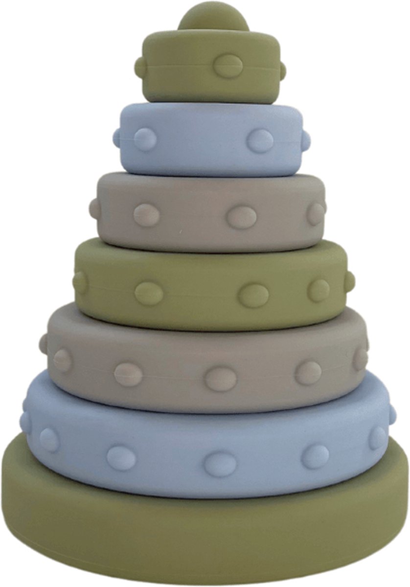 Mabebi - Stapelringen - Stapeltoren - Siliconen speelgoed - Duurzaam en zacht - Kraamcadeau - Baby/ peuter speelgoed - Montessori speelgoed - Groen