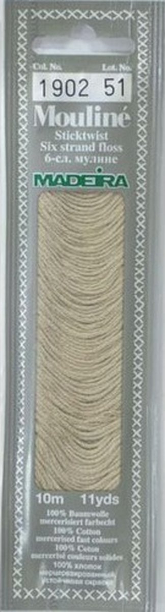 Borduurgaren Madeira Mouline 10 meter 6 draads splijtgaren - grijs bruin 1902