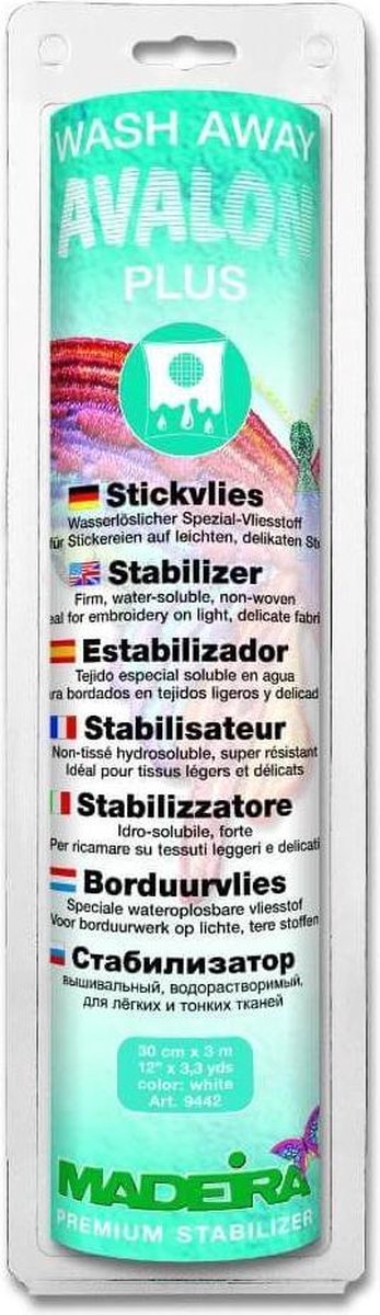MADEIRA AVALON PLUS WASH-AWAY 0,3X3M WIT, PER STUK.