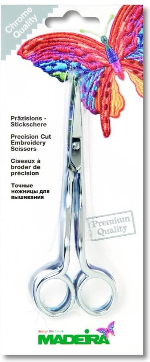 MADEIRA SCHAAR DUBBEL GEBOGEN VERCHROOMD 14CM - 1ST