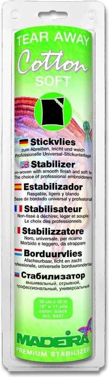 Madeira Cotton Soft Borduurvlies afscheur-baar Zwart