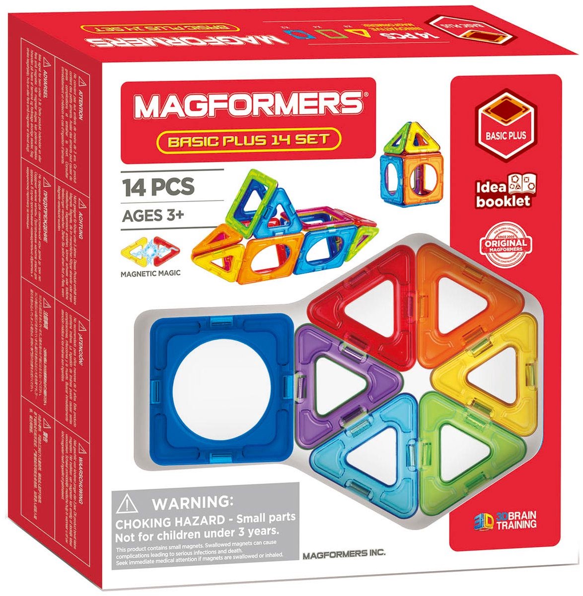 Magformers Basic Plus Set- bouwset 14 stuks- magnetisch speelgoed- speelgoed 3,4,5,6,7 jaar jongens en meisjes– Montessori speelgoed- educatief speelgoed- constructie speelgoed