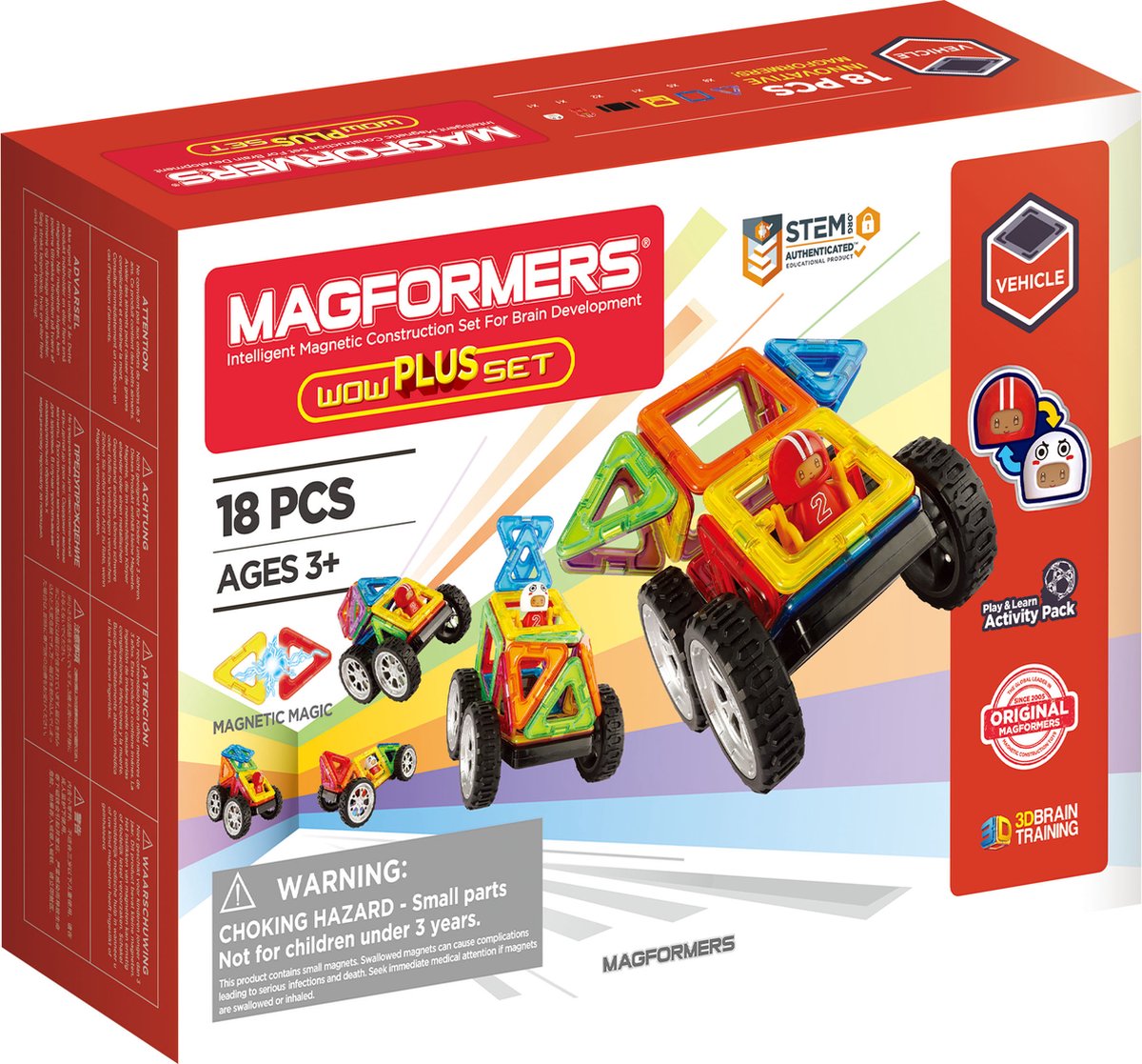Magformers Wow Plus Set - bouwset 18 stuks- magnetisch speelgoed- speelgoed 3,4,5,6,7 jaar jongens en meisjes– Montessori speelgoed- educatief speelgoed- constructie speelgoed