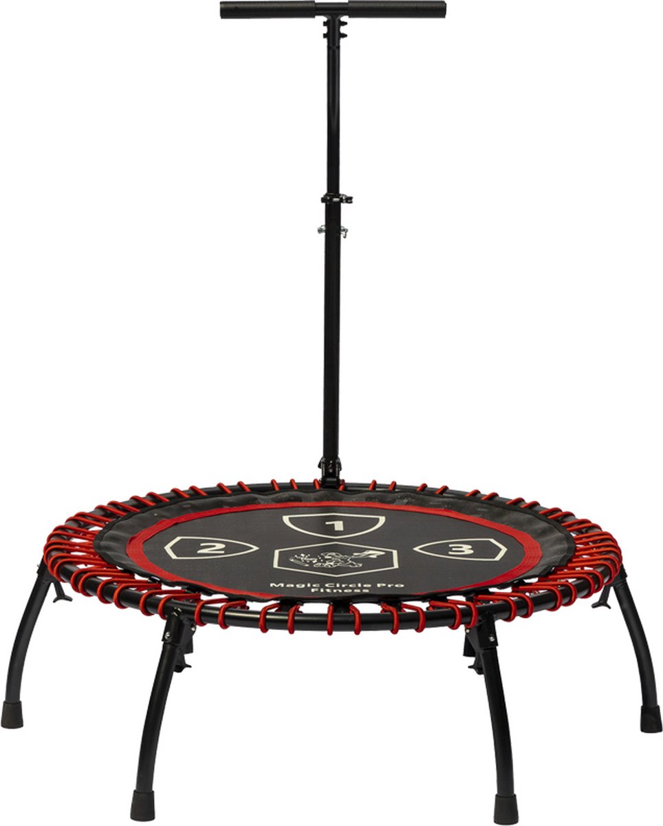   Fitness Trampoline 100 cm Rood - Aluminium fitness trampoline met elastieken - Eenvoudig Inklapbaar - Inclusief Armsteun