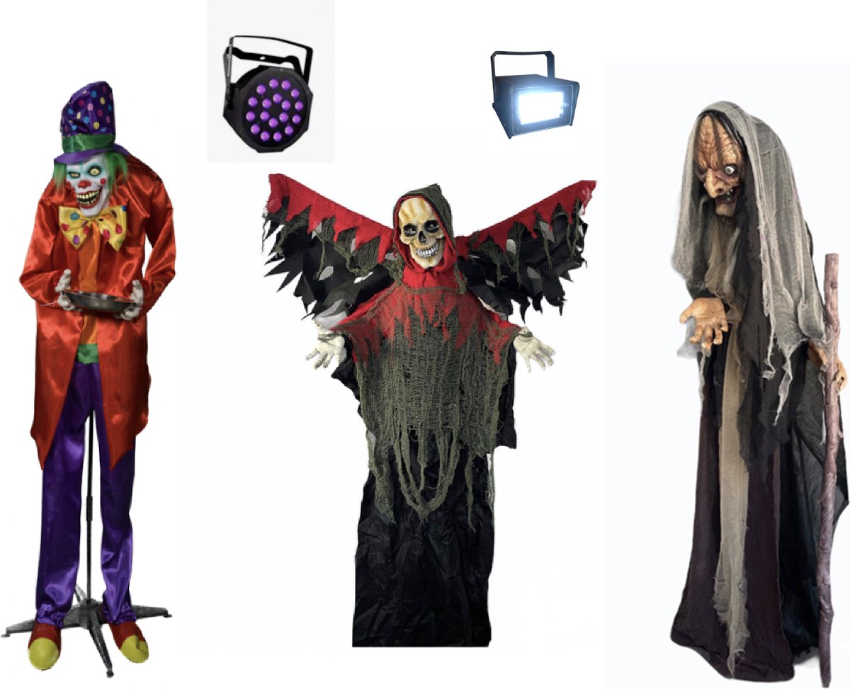 Halloween Animatronic Poppen set Scare props 3 (beweging, verlichte ogen, geluid)