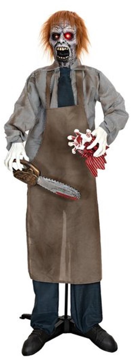 Halloween pop Chainsaw Killer (geluid, beweging, licht) 1.70 m hoog