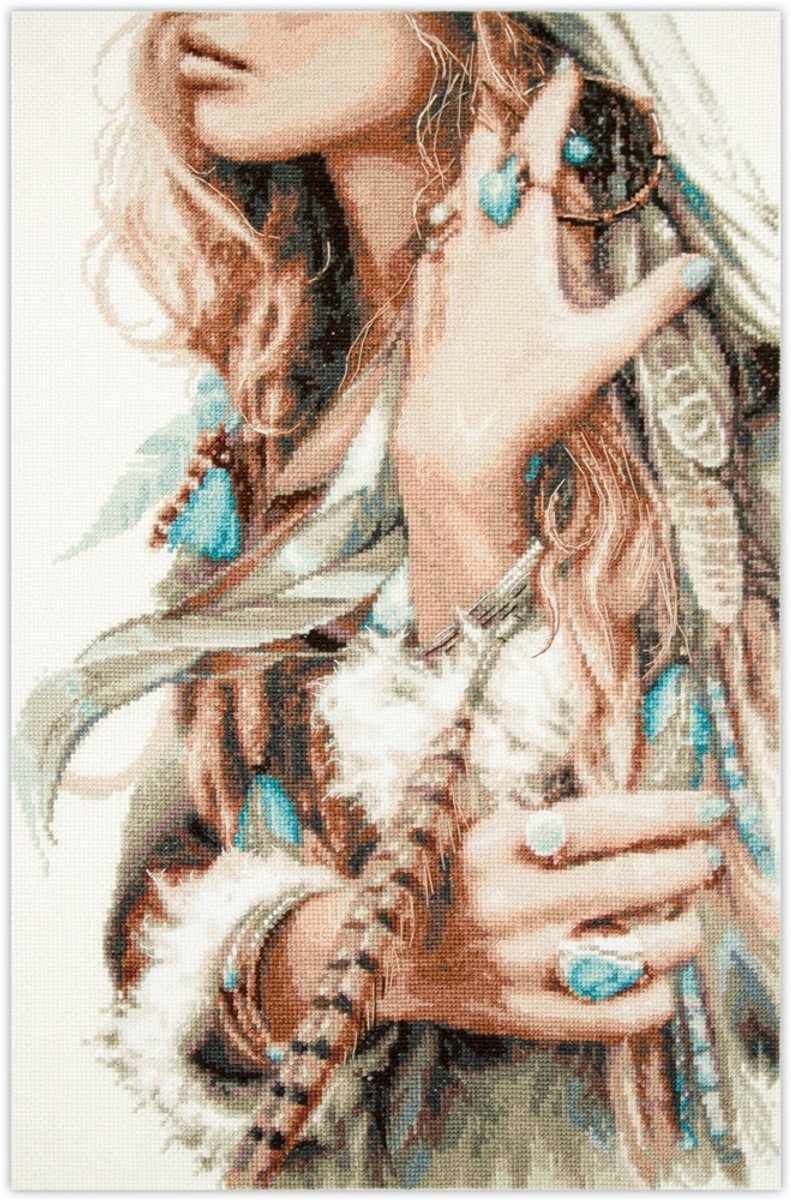 Boho girl aida borduurpakket om te tellen Magic Needle 70-03