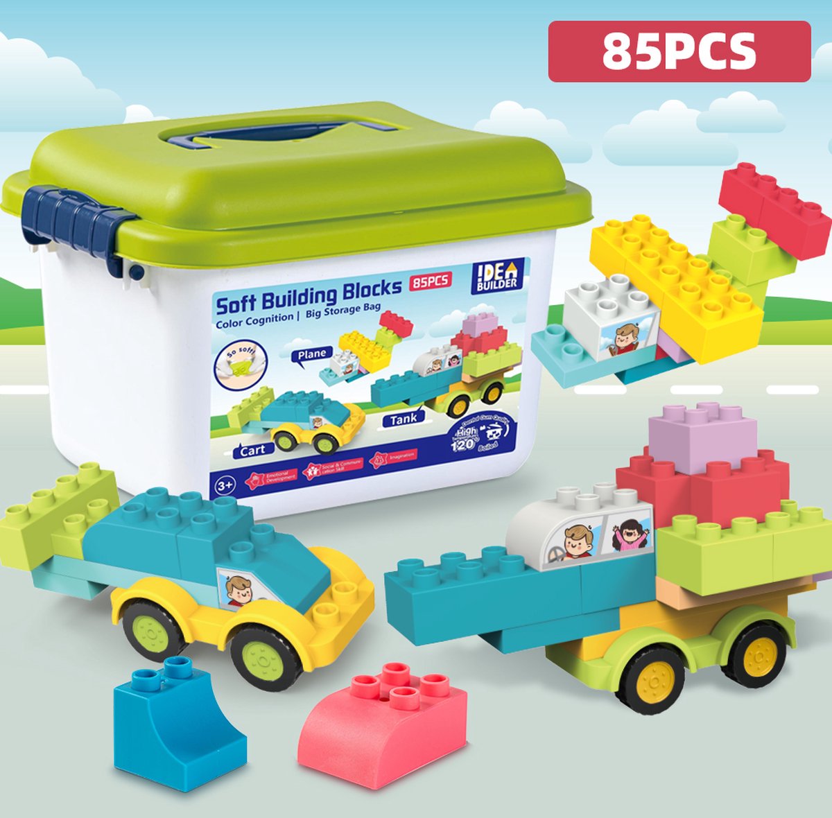 Magic block - Mega Bloks - Bouwblokken Speelgoed - Blokken- Bouwstenen Voor Kinderen Vanaf 3 Jaar - 85-delig