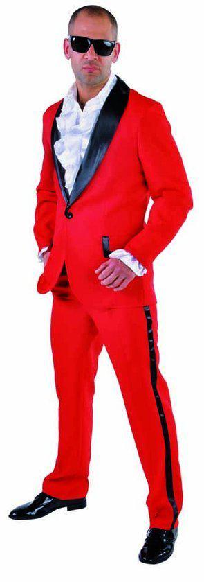 Volwassenenkostuum heren smoking rood maat L