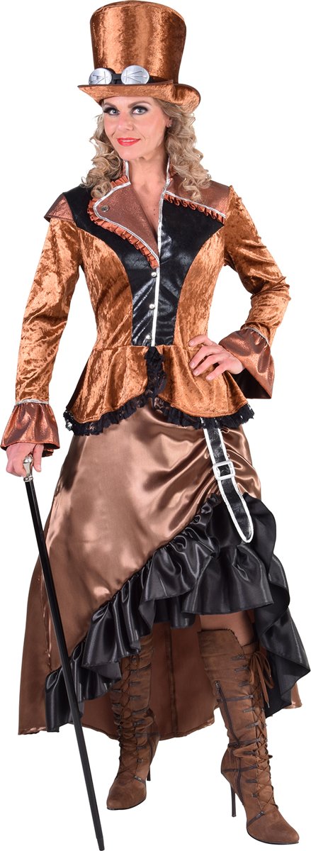 Steampunk dames kostuum brons - Carnaval kleding vrouwen maat XS
