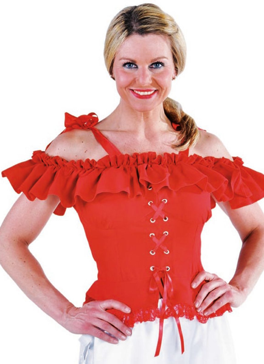 Tiroler Blouse rood - Oktoberfest - Carnaval kostuum dames maat 42/44