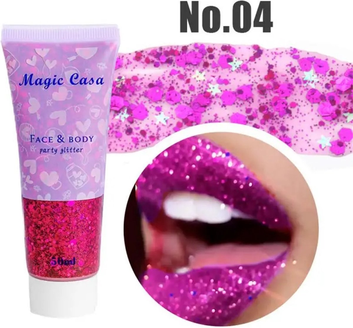 Magic casa Face & Body glitter 04 - Glitter - Paars - Feest - Disco
