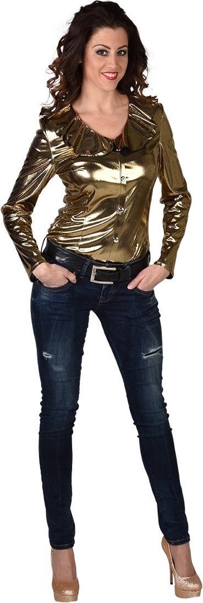 Magic Design Verkleedblouse Hemd Dames Polyester/folie Goud Mt L